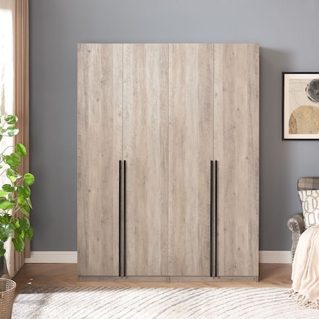 Manhattan Comfort Lee Module Wardrobe 1.0 & 2.0 Closet in Rustic Grey, 2PK 2-WC0012-GY